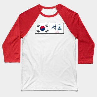 Seoul City in South Korean Flag written in Hangul Baseball T-Shirt